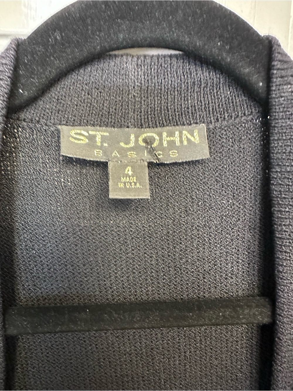 St. John Black Knit Open-Front Cardigan with Gold Accents - Picture 8 of 9